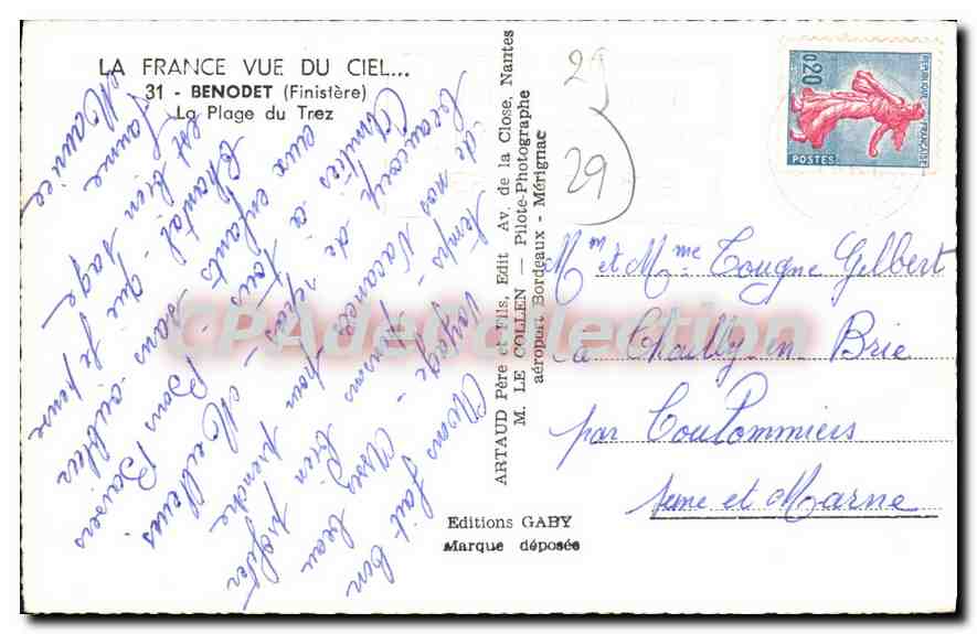 CPA Benodet Finistere La Plage du Trez  — Rückseite