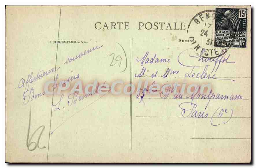 CPA Benodet Finistere Kercreven vu de Kergait — Rückseite