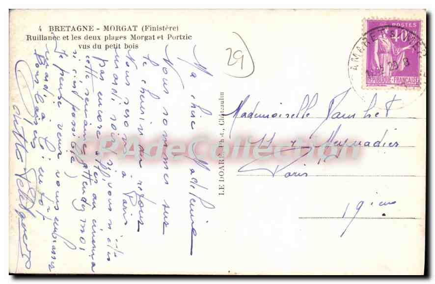 CPA Bretagne Morgat Finistere Ruillanec et les deux plages Morgat et Portzic  — Rückseite