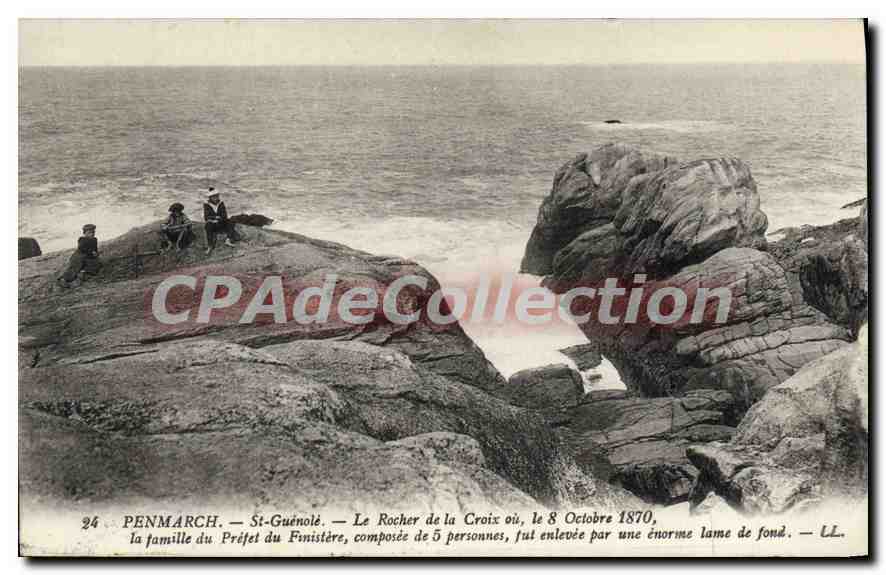 CPA Penmarch St Guenole le Rocher de la Coix où le 8 Octobre 1870 la famille du Prefet du Finistere