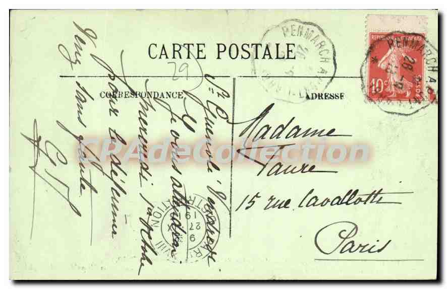 CPA Penmarch St Guenole le Rocher de la Coix où le 8 Octobre 1870 la famille du Prefet du Finistere — Achterkant