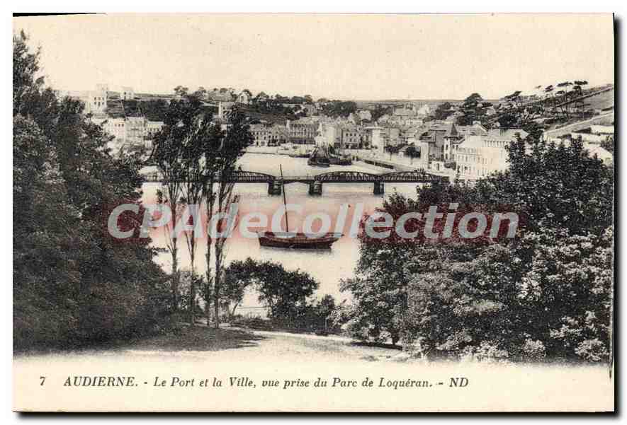 CPA Audierne le port et la ville vue prise du parc de Loqueran 