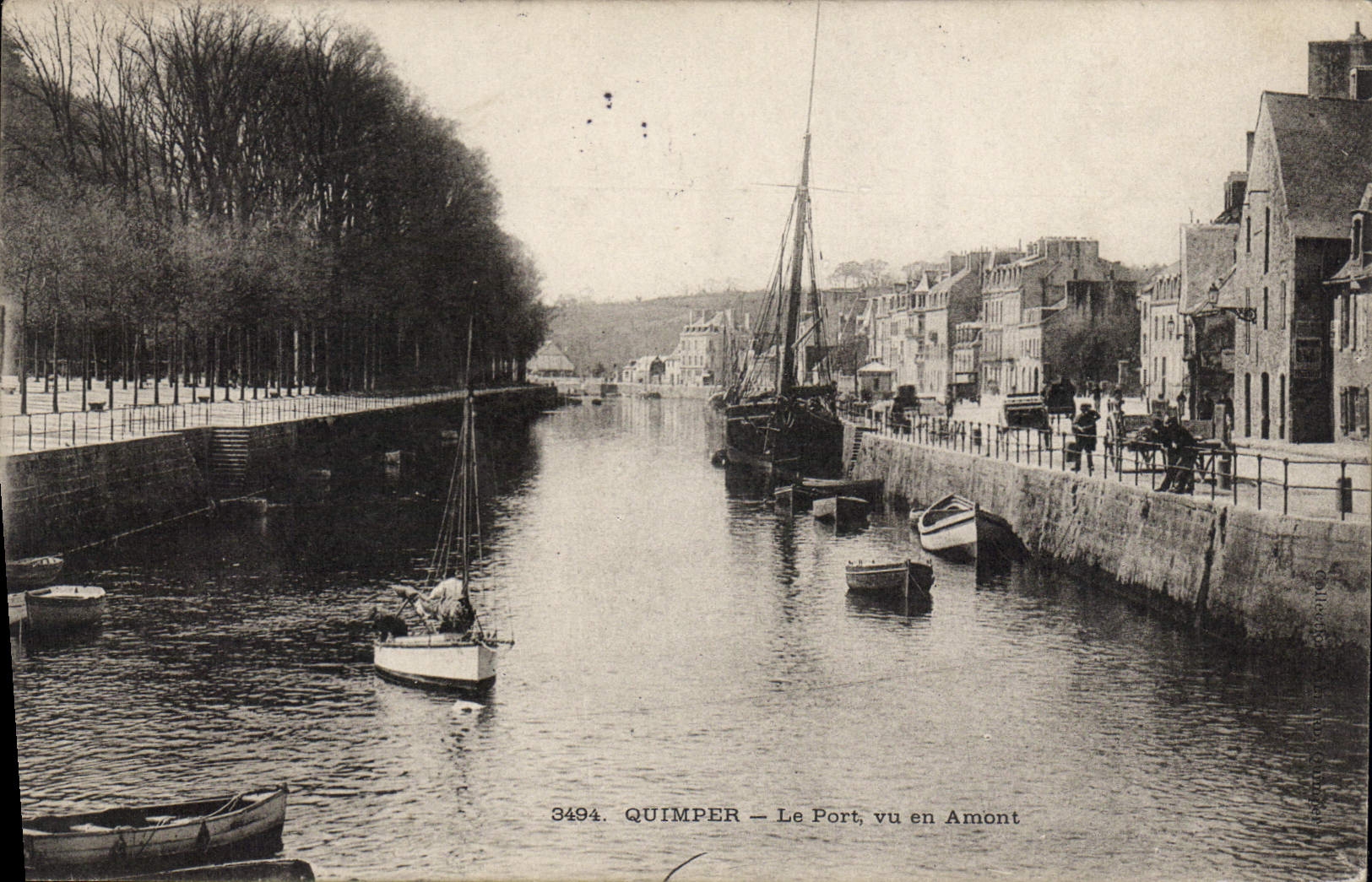 CPA Quimper le port vu en Amont 