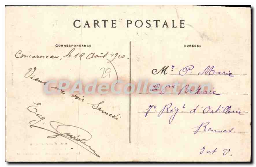 CPA Concarneau chateau de Keriolet la salle des Gardes la Cheminee  — Rückseite