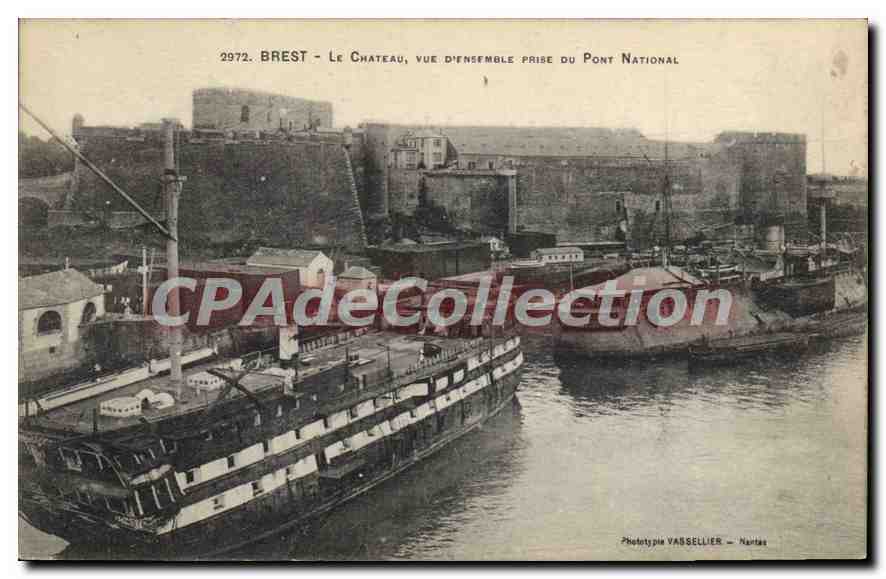 CPA Brest le chateau vue d'ensemble prise du pont National 