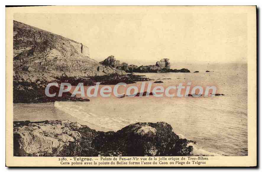 CPA Telgruc Pointe de Pen Ar Vir vue de la Jolie crique de Trez Bihen cette pointe avec la pointe du