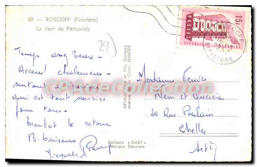 CPA Roscoff Finistere le fort de Perharidy  — Rückseite