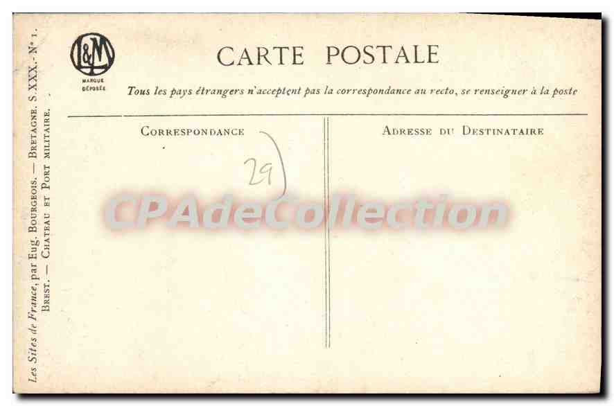 CPA Brest chateau et port Militaire par Eugène Bourgeois — Rückseite