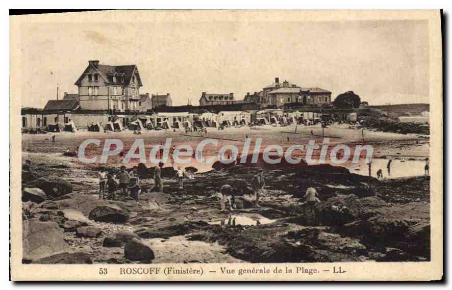 CPA Roscoff Finistere vue generale de la plage 