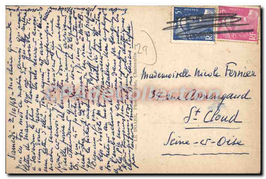 CPA Bretagne Finistere Chateaulin Quai de Nantes  — Rückseite