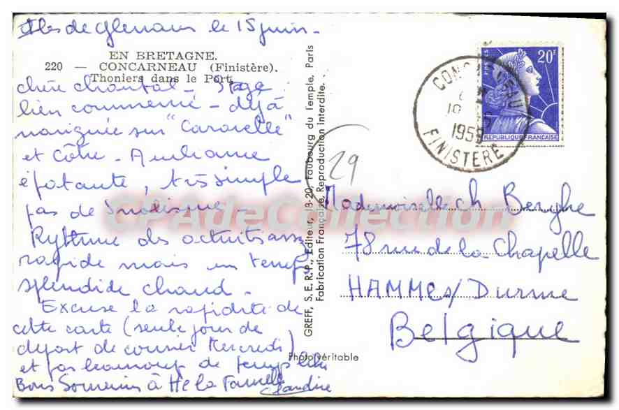 CPA En Bretagne Concarneau Finistere Thoniers dans le port  — Rückseite