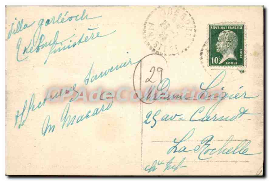 CPA Treboul la grande Roche des Sables Blancs environs Douarnenez  — Rückseite