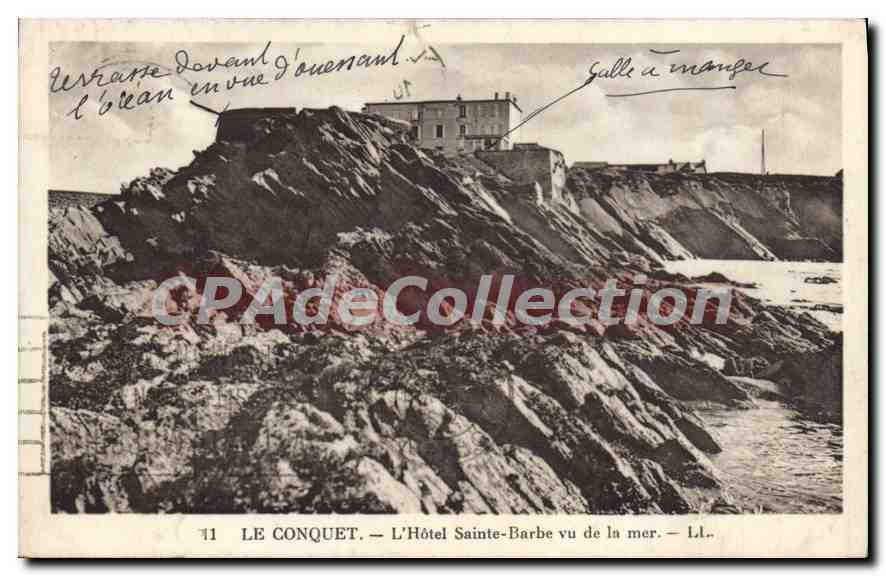 CPA Le Conquet l'hotel Sainte Barbe vu de la mer 