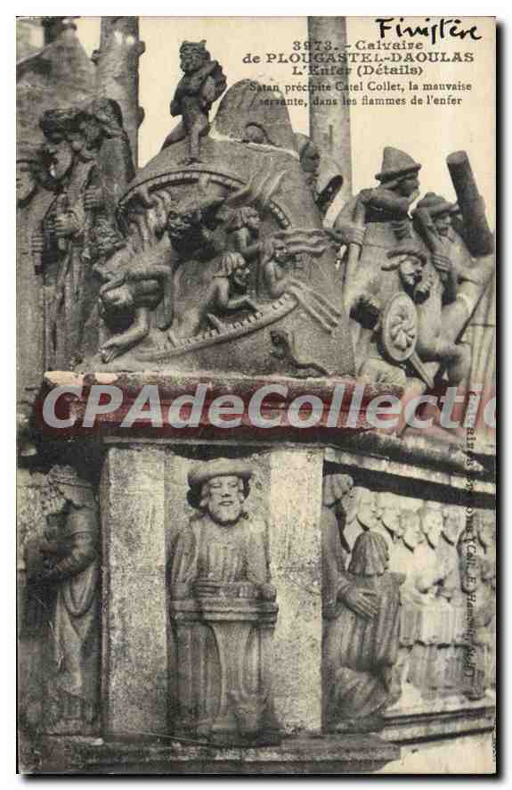 CPA Calvaire de Plougastel Daoulas l'Enfer Details Satan precipite Catel Collet la mauvaise servante