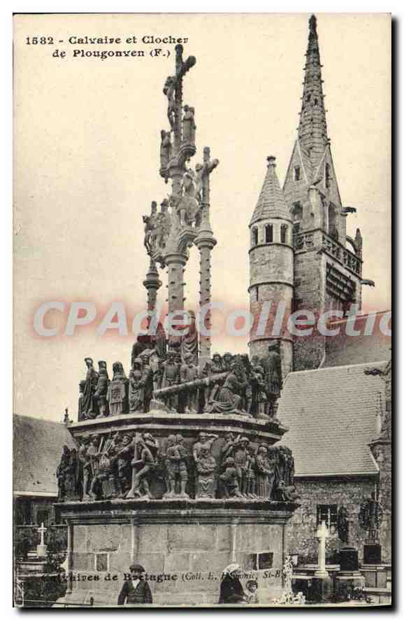 CPA Calvaire et Clocher de Plougonven 