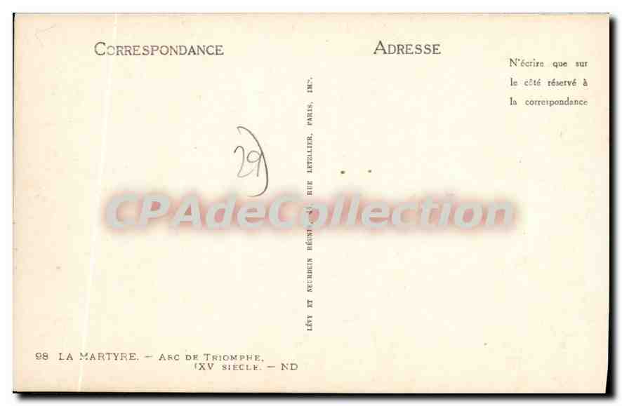 CPA La Martyre Arc de Triomphe XV siecle  — Rückseite