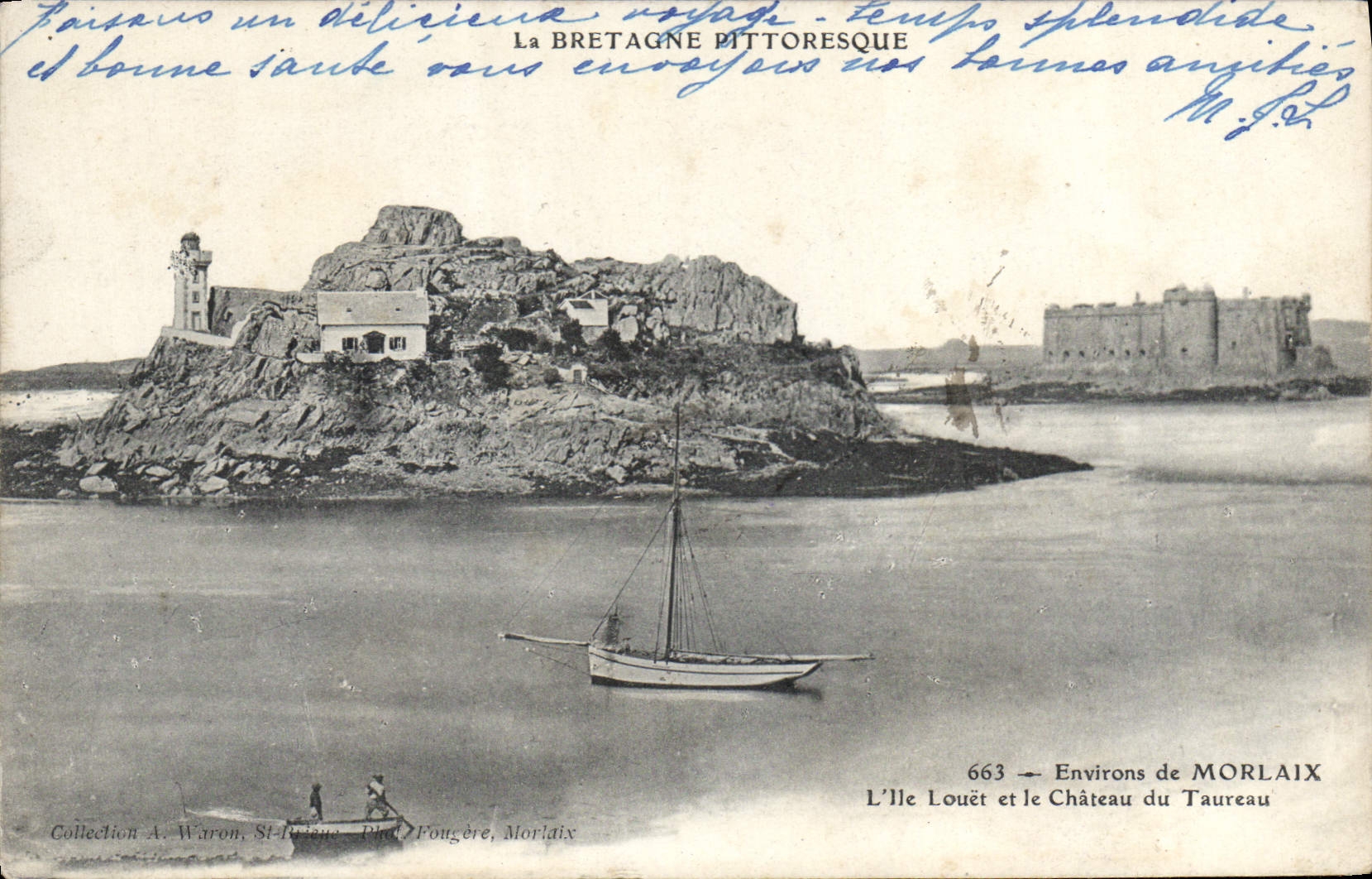 CPA le Bretagne Pittoresque environs de Morlaix l'Ile Louet et le chateau du taureau 