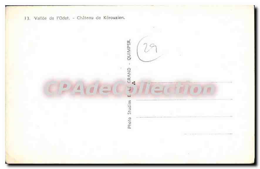 CPA vallee de l'Odet Chateau de Kerouzien  — Rückseite