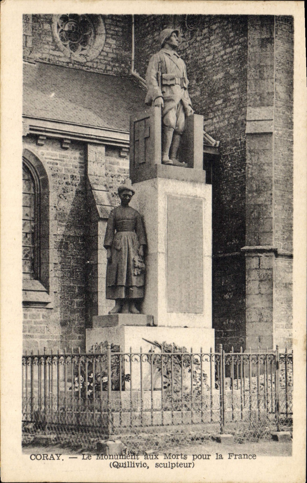 CPA Coray le monument aux Morts pour la France Quilivic Sculpteur 