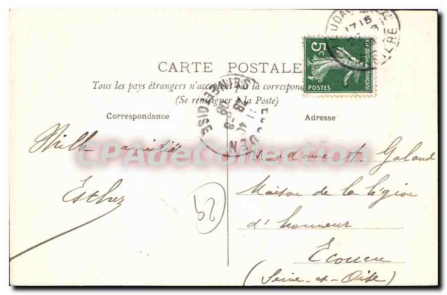 CPA Environs de Brest Argenton Rocher du Coq  — Rückseite