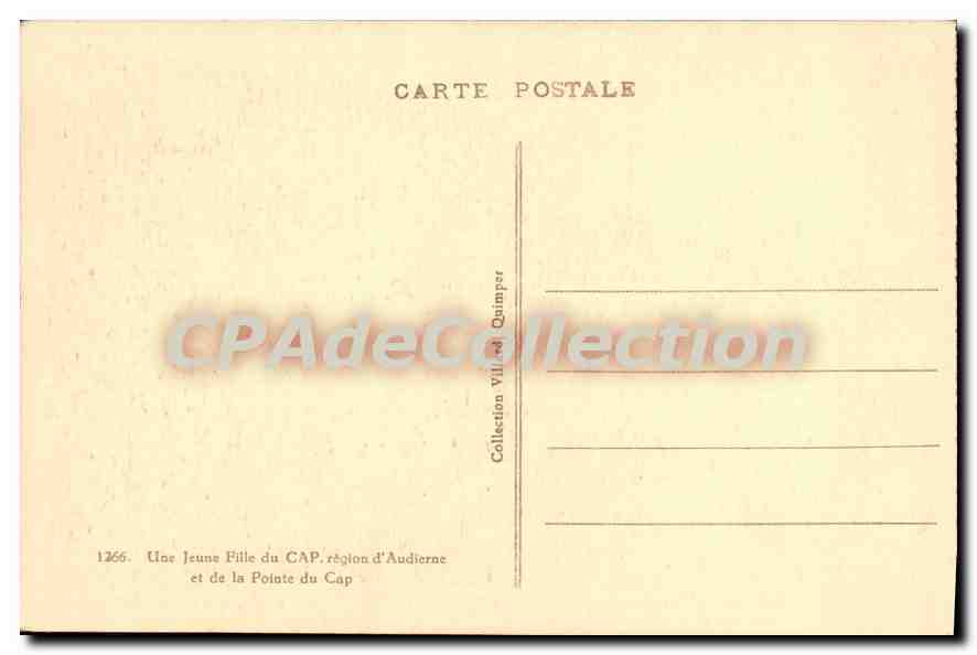 CPA Une Jeune Fille du Cap region d'Audierne et de la Pointe du Cap  — Rückseite