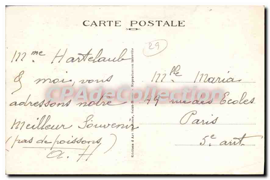 CPA Coiffe de gouezec Lits Clos et Berceaux Maman Gronde  — Rückseite