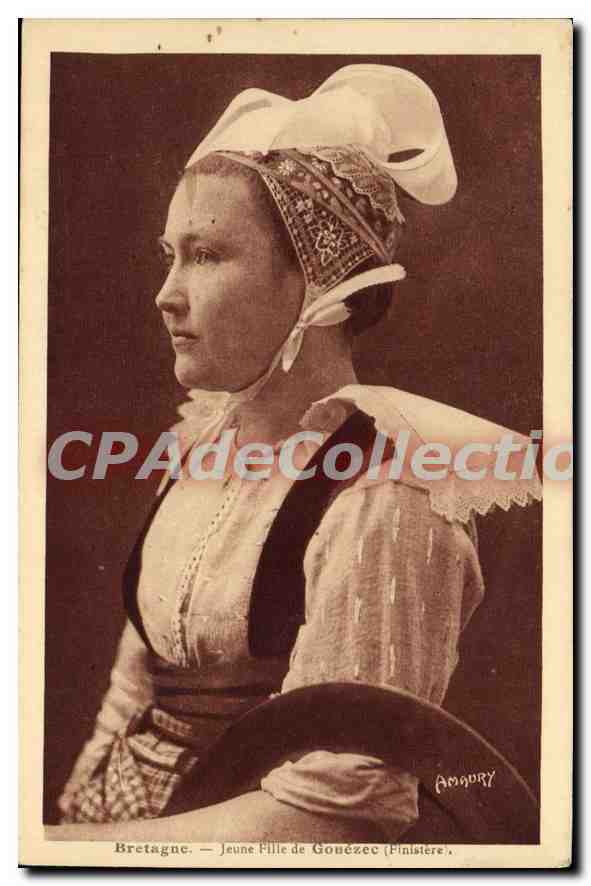 CPA Bretagne jeune fille de Gouezec Finistere 