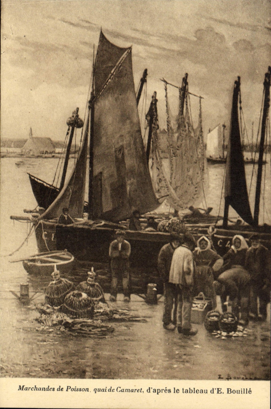 CPA Marchandes de Poisson Quai de Camaret d'apres le tableau d'E Bouillé