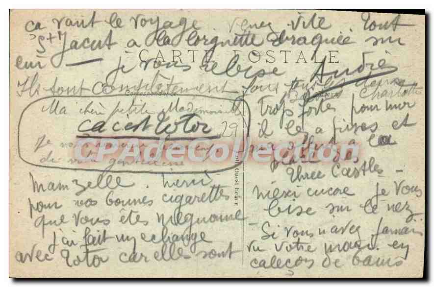CPA Autour des Lits Clos Bretons retour du Front Bonjour la Marie Jeanne voila ton vrai Poilu breton — Rückseite