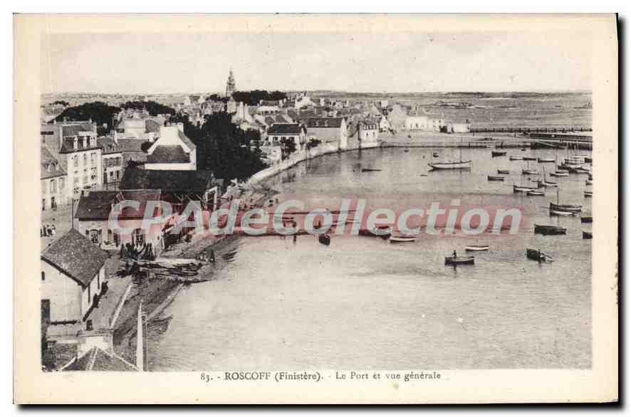 CPA Roscoff Finistere le port et vue generale 