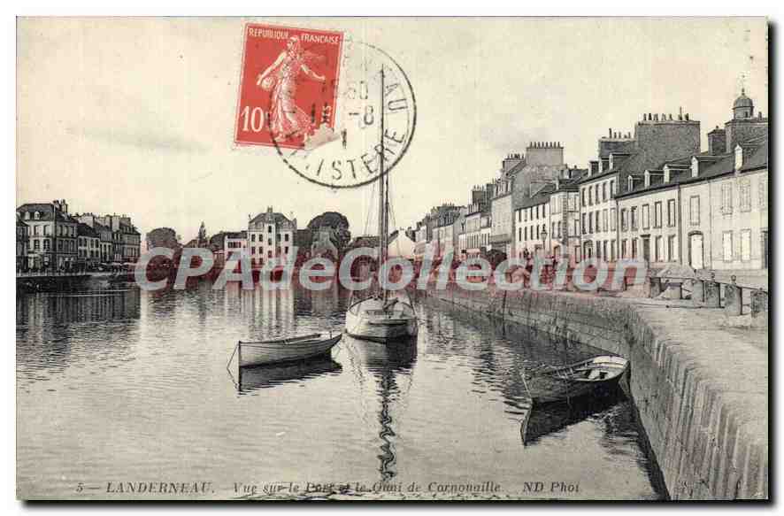 CPA Landerneau vue sur le port et le Quai de Cornouaille 