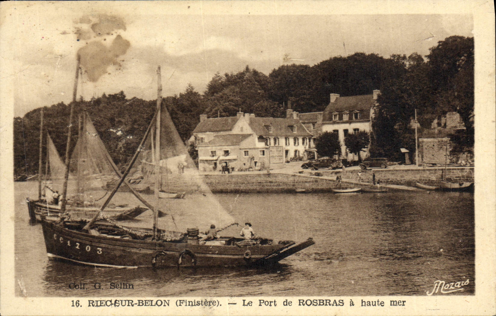 CPA Riec sur Belon Finistere le port de Rosbras à haute mer 