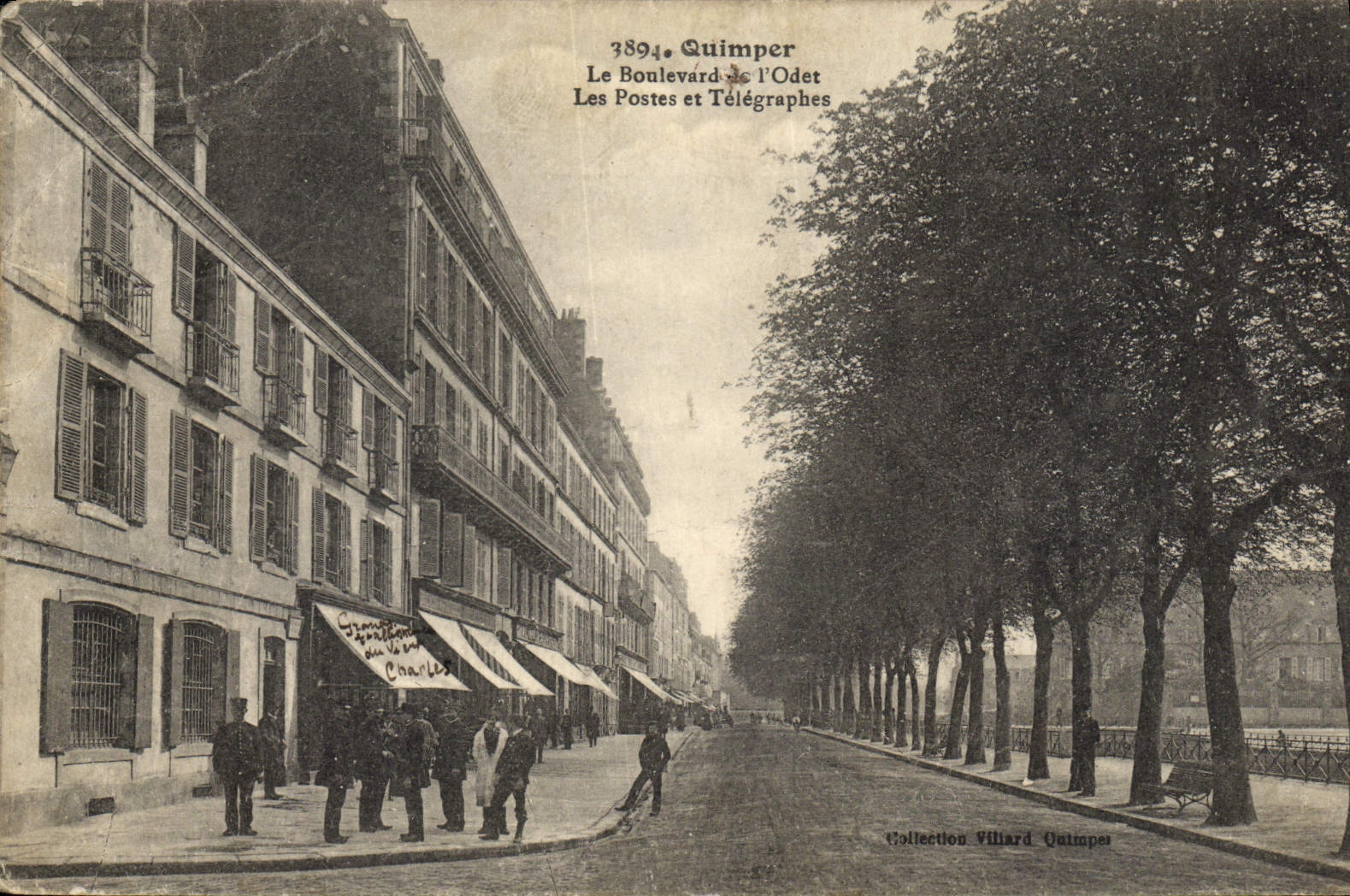 CPA Quimper le boulevard de l'Odet les postes et Telegraphes 