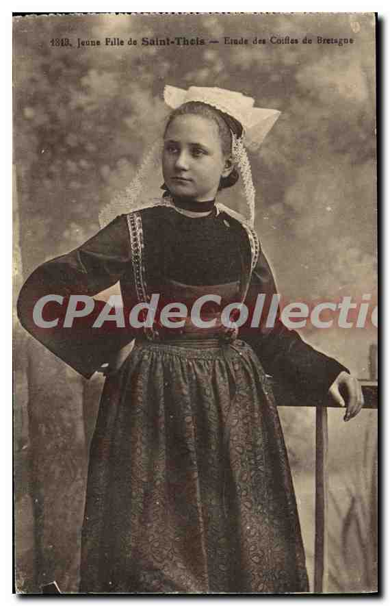 CPA jeune Fille de Saint Thois Etude des Coiffes de Bretagne 
