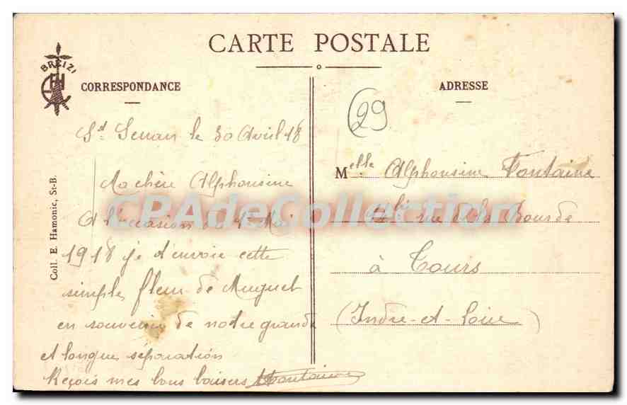 CPA Costume de Pont Aven Finistere  — Rückseite