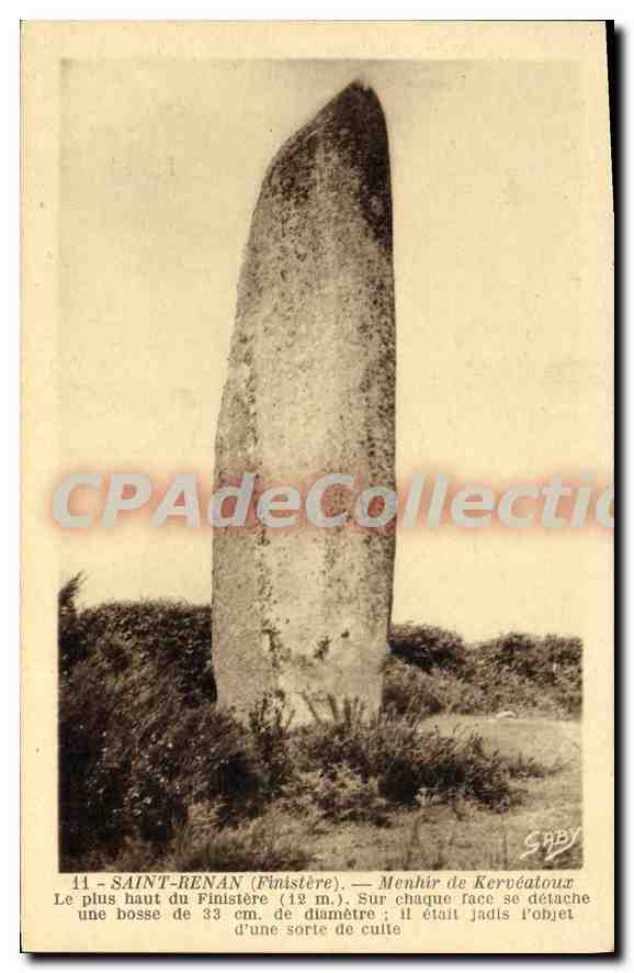 CPA Saint Renan Finistere Menhir de Kerveatoux le plus haut du Finistere 12 mètres