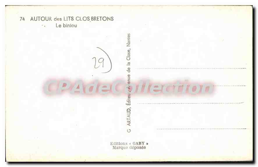 CPA Autour des Lits Colos Bretons le Biniou  — Rückseite