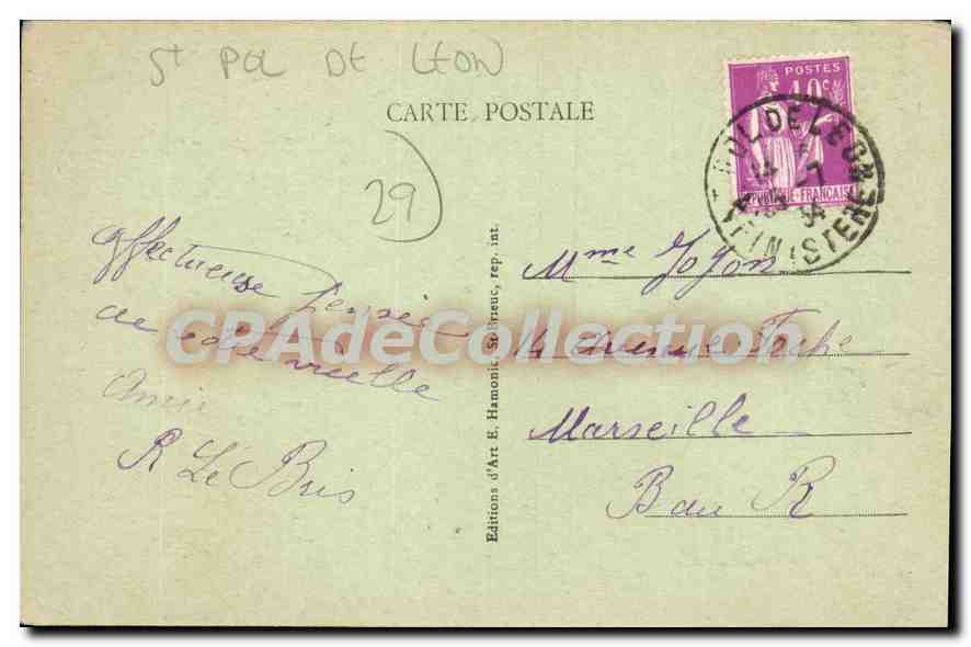 CPA Le Conscrit de St Pol Chanson Bretonne Populaire  — Rückseite