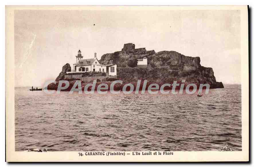 CPA Carantec Finistere l'Ile Louet et le Phare 