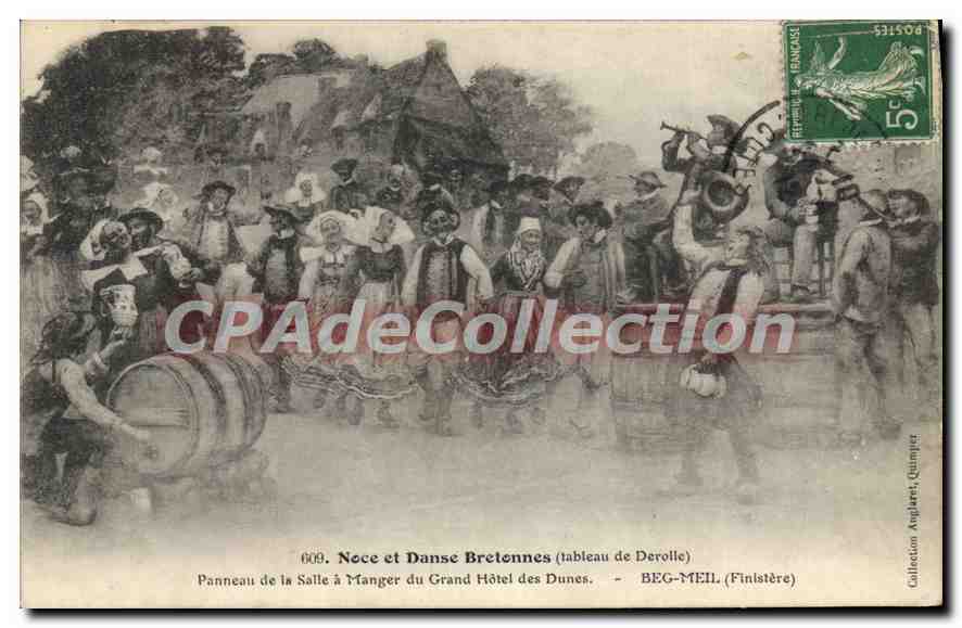 CPA Noce et Danse Bretonnes tableau de derolle panneau de la salle à manger du grand hotel des Dunes