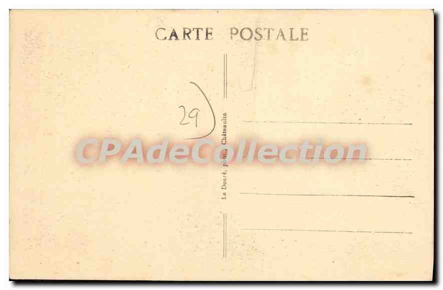 CPA Camaret sur Mer plage de Trez Rouz sable rouge Curieux rochers au fond le port de Camaret  — Rückseite