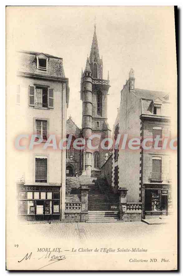 CPA Morlaix le Clocher de l'eglise Saint Melaine 