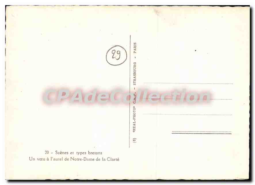 CPSM Scenes et types Bretons un voeu à l'autel de Notre Dame de la Clarte  — Rückseite