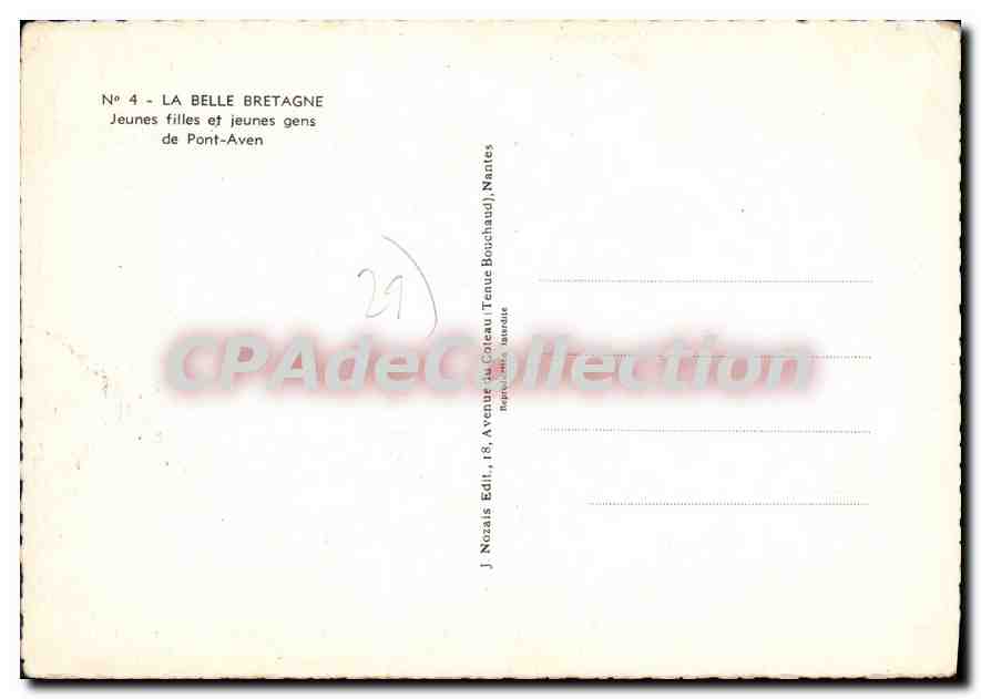 CPSM Jeunes Filles et jeunes gens de Pont Aven  — Rückseite
