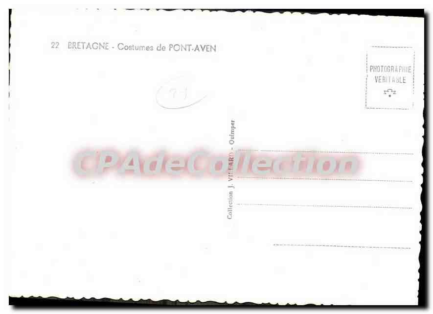CPSM Bretagne costumes de Pont Aven  — Verso