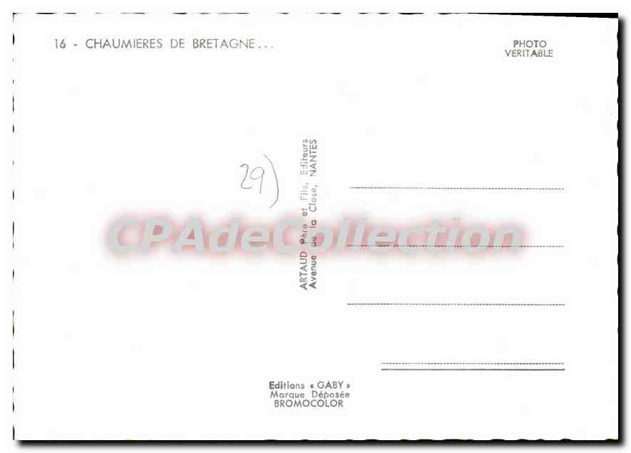 CPSM Chaumieres de Bretagne  — Verso