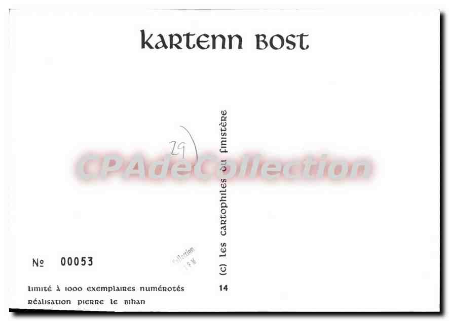 CPSM Carhaix Finistere limité à 1000 exemplaires numérotés Pierre le Bihan — Rückseite