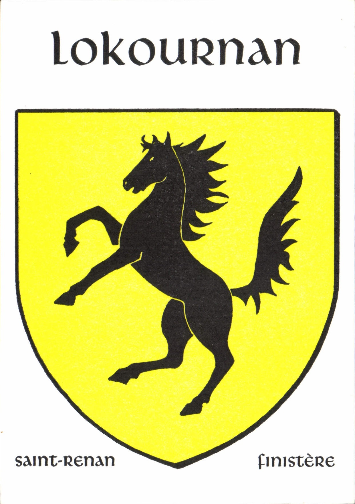 Saint-Renan — blason avec cheval cabré — éditeur Pierre Le Bihan, n° 00181