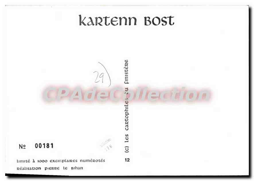 CPSM Landivisiau Finistere limité à 1000 exemplaires numérotés Pierre le Bihan — Rückseite