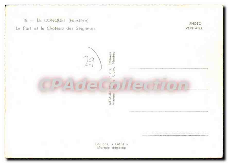 CPSM Le Conquet Finistere le port et la chateau des Seigneurs  — Rückseite
